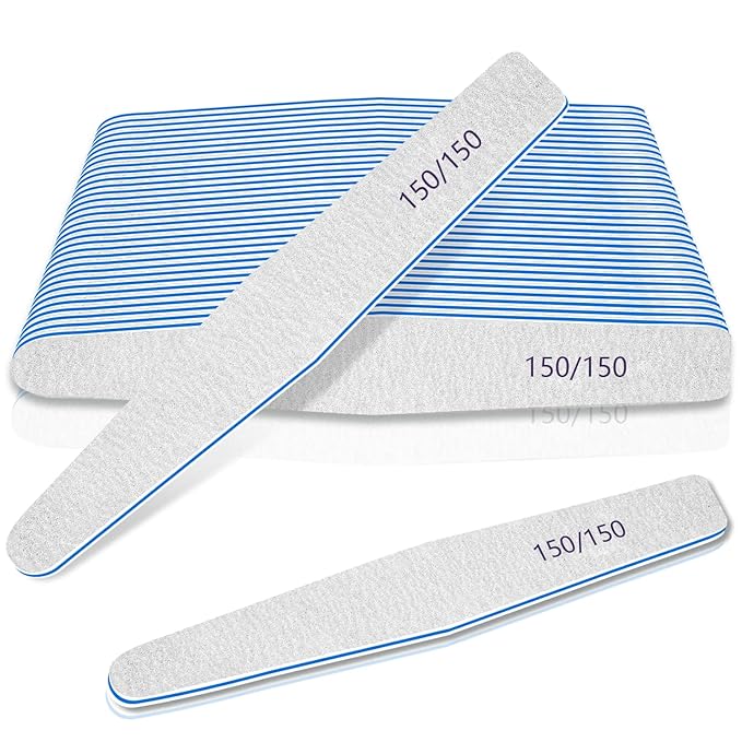 Nail Files 150/150 Grit, 50pcs for Poly Extension Gel, Emery Boards for Acrylic and False Nails, Coarse Manicure Pedicure Tools for Home Salon