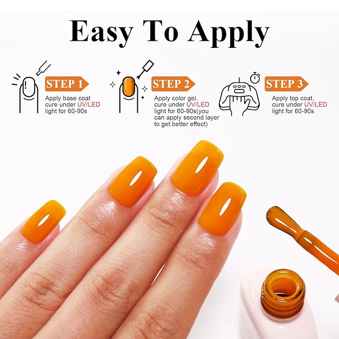 Imtiti 10ml Dark Orange Gel Nail Polish, Pumkin Orange UV Gel Polish for Nail Art Soak off UV Led Salon DIY at Home Gift for Women 1PCS