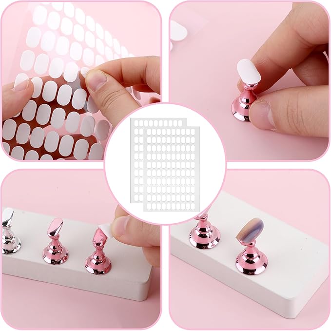 600 Pcs False Tip Double Sided Adhesive Tapes, Nail Adhesive Tabs Pre-Cut Nail Display Stand Nail Holder for Nail Art Painting Nail Color Chart Display Book