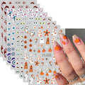 8 Sheets Halloween Nail Art Stickers Decals Evil Eye Nails Stickers Cute Ghost Pumpkin Nails Decal Self-Adhesive Blood Drop Nails Art Decals for Women Halloween Decor