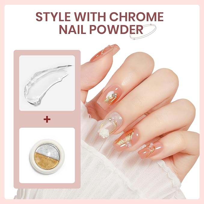 3D Sculpting Gel for Nail Art Chrome Powder No Wipe , Clear Semi-solid Modeling Carving Structure Nail Gel Suitable for Sticking Rhinestones and Painting