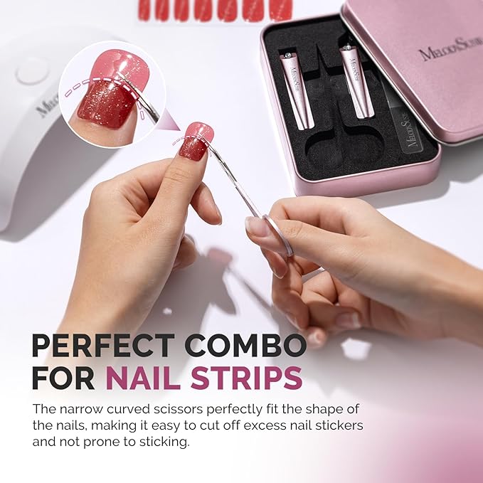 MelodySusie Nail Clippers Set 4 in 1, Ultra Sharp Toenail Clippers with Glass Nail File Cuticle Scissors, Stainless Steel Nail Clippers for Women, Fingernail Clipper Cutter Manicure Set Gifts, Pink