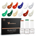 Nicedeco Gel Nail Polish Nail 12 Colors, Hema Free, Cruelty Free, Vegan, Christmas Red White Green Golden Glitter U V Gel Manicure Kit 8