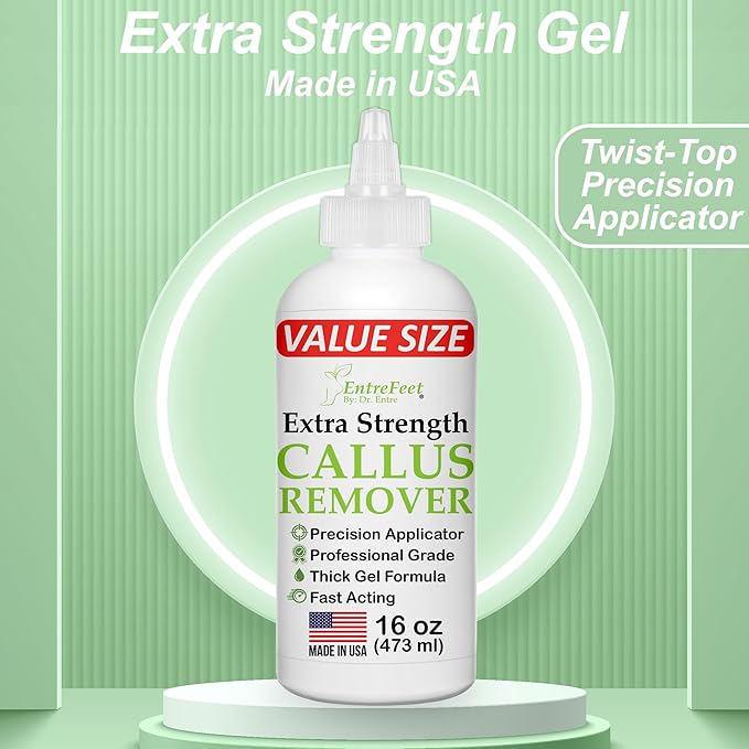Dr. Entre's 16oz Callus Remover Gel: Extra Strength Value Size, Callus Remover for Feet, Pedicure Tools Supplies, Dead Skin Remover, Foot Care