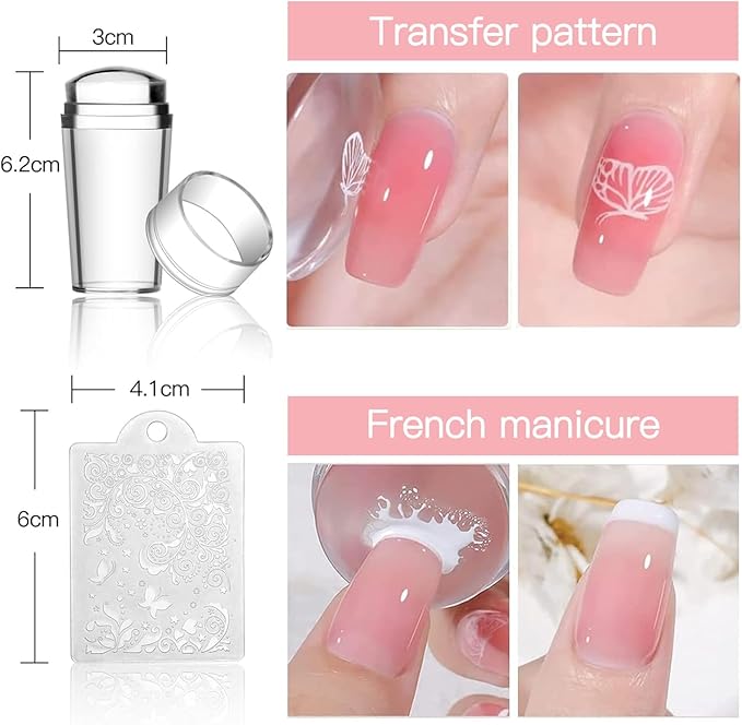 Biutee Nail Stamper Kit with Clear Stamper and Scraper, 10 Nail Stamping Plates and 8 Gel Stamping Polishes, UV Cure Required, Floral Animal Leaves French Nail Art Set for Beginners