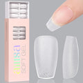 AILLSA Short Coffin Nail Tips 450pcs Soft Full Cover Gel Nail Tip Matte Pre-filed Press On False Nails Tips Fake Extension Gelly Nails Tip for Acrylic Nails Professional With Gift Box （15 Sizes）