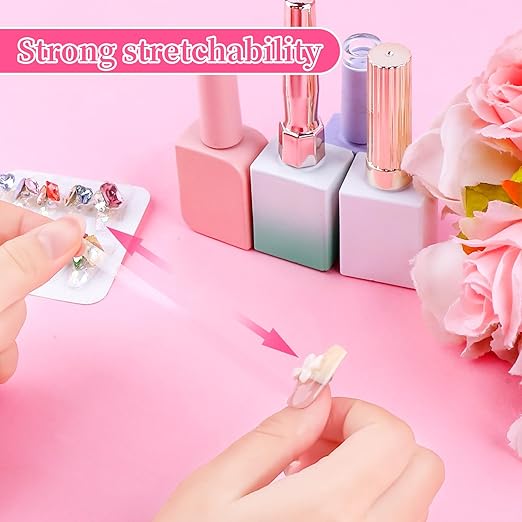 BQAN 12 Sheets Double Sided Nail Tape for Press On Nails Storage, Clear Adhesive Mounting Tapes for Nails Design Display/Fake Nail Storage/Manicure Packaging Organize