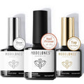 modelones Base Top Coat Gel Polish with Nail Primer, 3 Pcs No Wipe Clear Base and Top Coat Nail Bonder Primer Set for Nails Super Shiny Long Lasting Home DIY Manicure Gift for Women