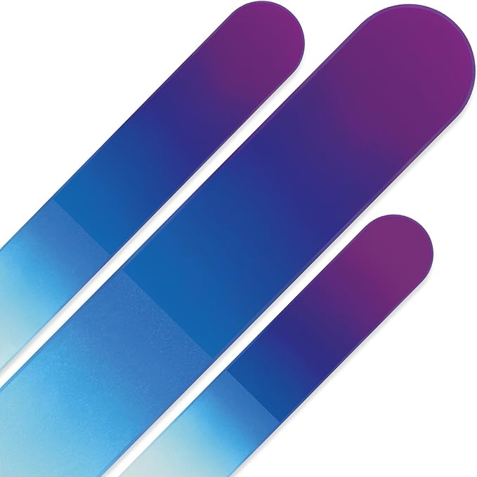 Nail Files - Mont Bleu Gift Set of 3 Crystal Nail Files in Pouch - Rainbow Colors - Genuine Czech Tempered Glass - Handmade Gifts for her - Best Glass Nail Files Kit for Natural Nails