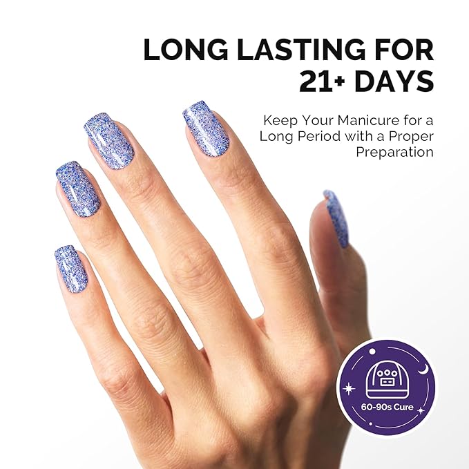 MelodySusie Galaliver Blue Glitter Gel Nail Polish, 15ML Reflective Blue Diamond Shimmer Gel Polish Soak Off UV LED Cured Long Lasting Gift for Women DIY Nail Design Nail Art Manicure X11