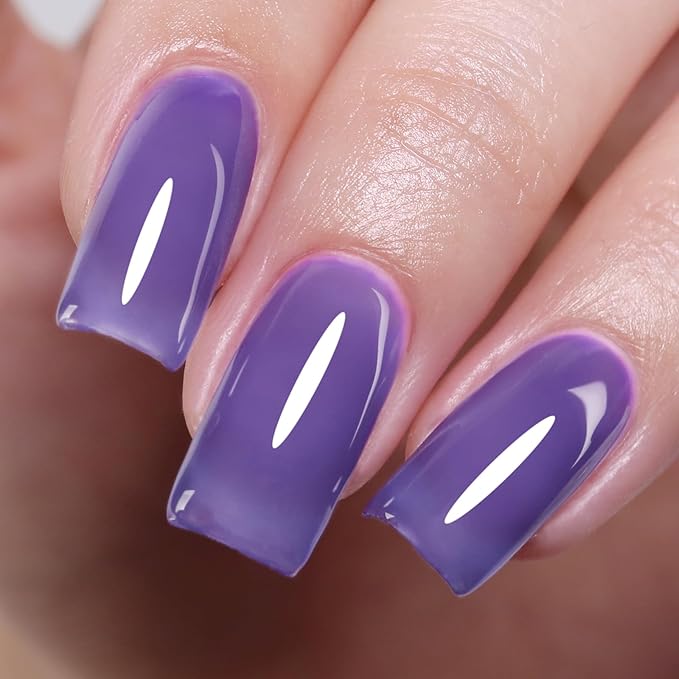 Jelly Gel Nail Polish, Bright Purple Jelly Nail Polish Gel Translucent Sheer Purple Blue Fall Winter Nail Gel Polish Soak off UV LED Light for Nail Art DIY Manicure 0.5 Fl Oz