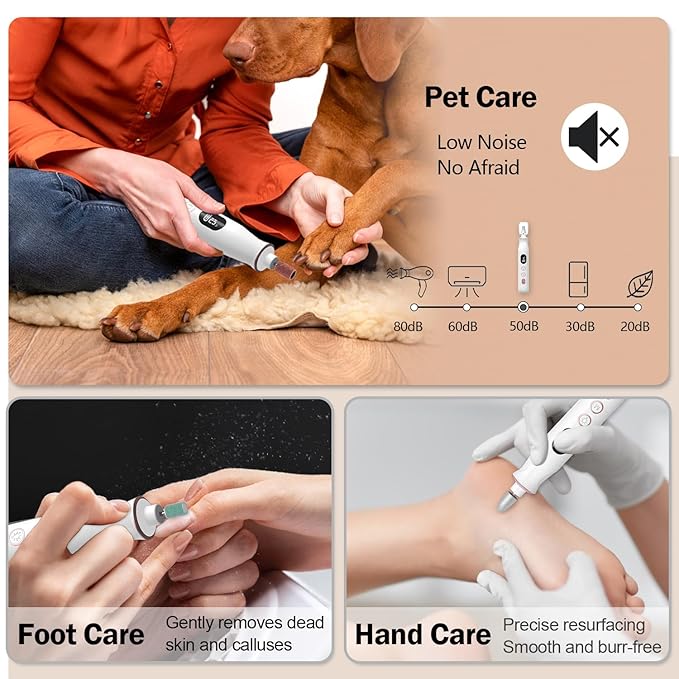 Electric Nail File, 10 Speeds Cordless Nail Drill with LED Light, Portable Manicure Pedicure Kit for Acrylic Gel Nails Thick Toenails Nail Grind, Hand Natural Nails Care - 10 Bits & 120 Sanding Bands