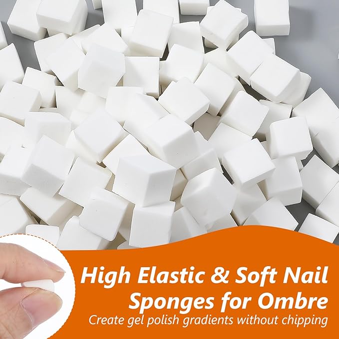 200 Pcs Nail Art Sponge for Ombre Nail Art Supplies Brushes Design Tools Nail Tech Must Haves Accessories With 1 Pcs Grab Pen Painting Halo Dyeing Tool for Salon And Home