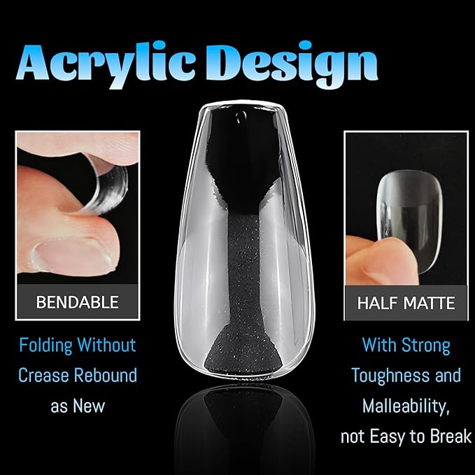 240pc Coffin Gel Nail Tips Medium Fake Nails for Press on Nails Clear Acrylic Nails Tips, 12 Size Full Cover Nail tips Coffin Soft Gel Nail Tips False Nails Extension Artificial Fingernail