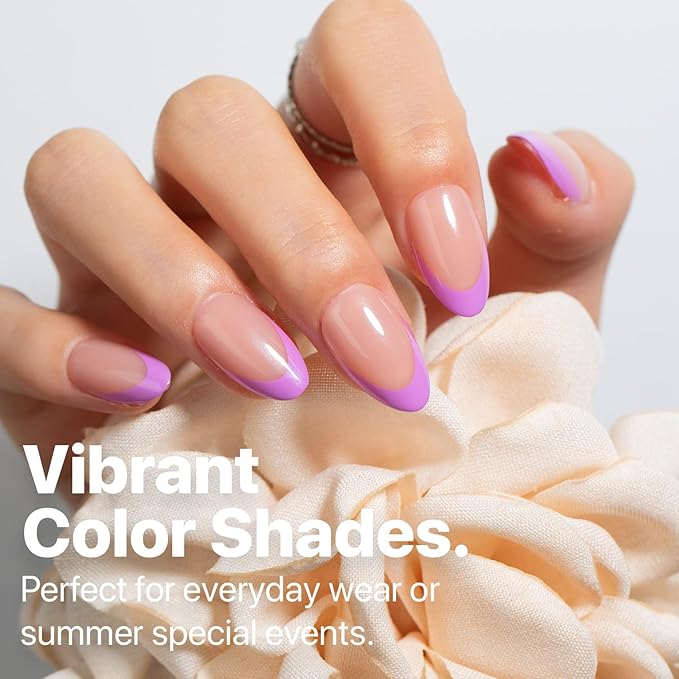 SXC Cosmetics X-Pro Tips French Tip Press On Nails - Bright Pastel Glow in the Dark Series (GLOW114KIT-S Almond)