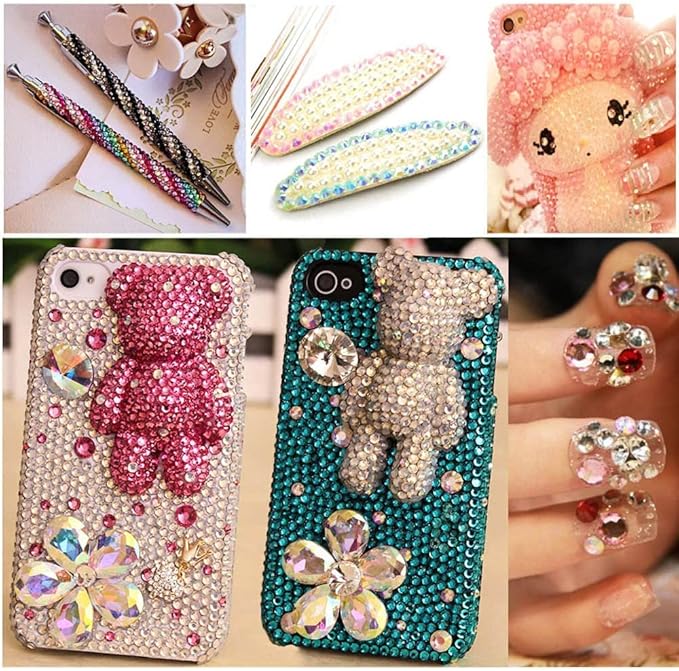 18000pcs (3.4.5mm) 5D Nail Rhinestone DIY Flat Bottom Kit Phone Case Accessories Jelly Flatback AB Jelly Kit AB Rhinestones for Nail Design Charms Gem(3MM18000PC)