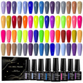 MEET ACROSS Gel Polish Set - 30 Colors Neon Hot Pink Red Green Blue Yellow Nail Polish Soak off Colorful Holidays Collection UV Gel Gifts for Women