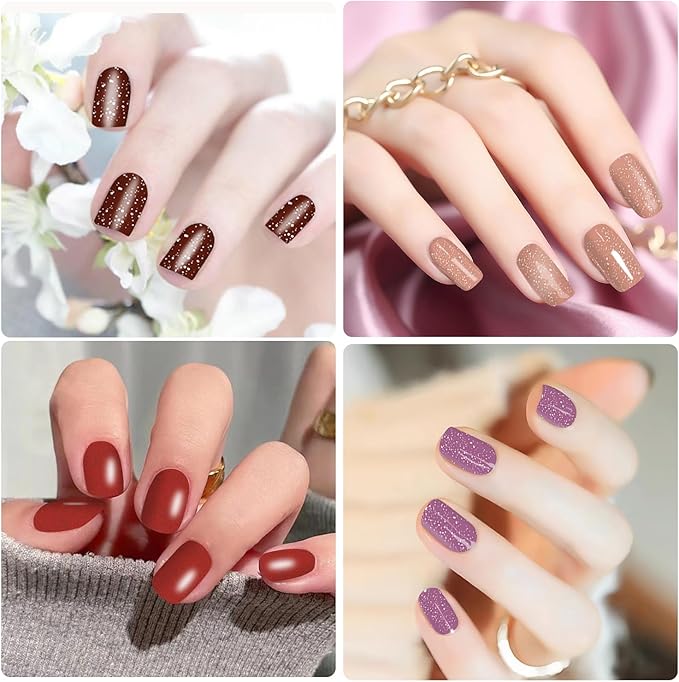 WOKOTO 20 Sheets Red Pink Series Nail Polish Strips For Nails, Ombre Gradient Design Nail Polish Stickers With File, Multi-Color Stick On Nails Stickers Full Nail Wraps Gel Nail Strips Sheets
