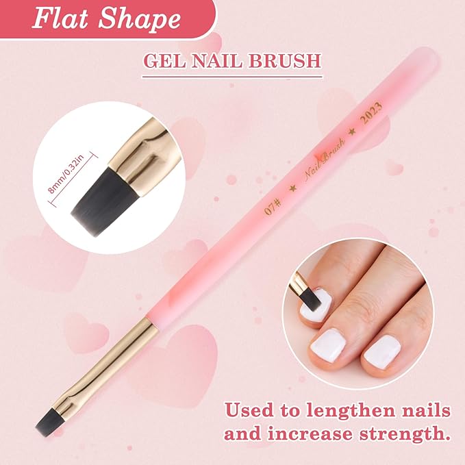 3PCS Nail Clean Up Brushes for OPI Nail Polish Remover, Brushes for Cleaning Polish Mistakes on the Cuticles, Acetone Resistant Nail Brushes for Nail Art and Designs（Jade Pink NEW）