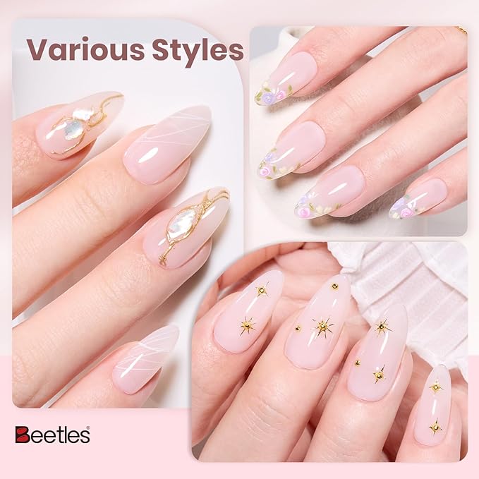 Beetles Apricot Reverie Nude Gel Nail Polish - 15ML Neutral Jelly Nude Pink Nail Polish Base Color Nail Concealer Sheer Translucent Effect Soak Off UV French Nail Art Salon DIY Manicure Gift for Women