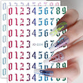 12 Color Nail Art Stickers, 3D Number 0-9 Self-Adhesive Sticker Design, Laser Gold Silver Red Black White Pink Yellow Green Nail Transfer Decals for Women Manicure Decorations