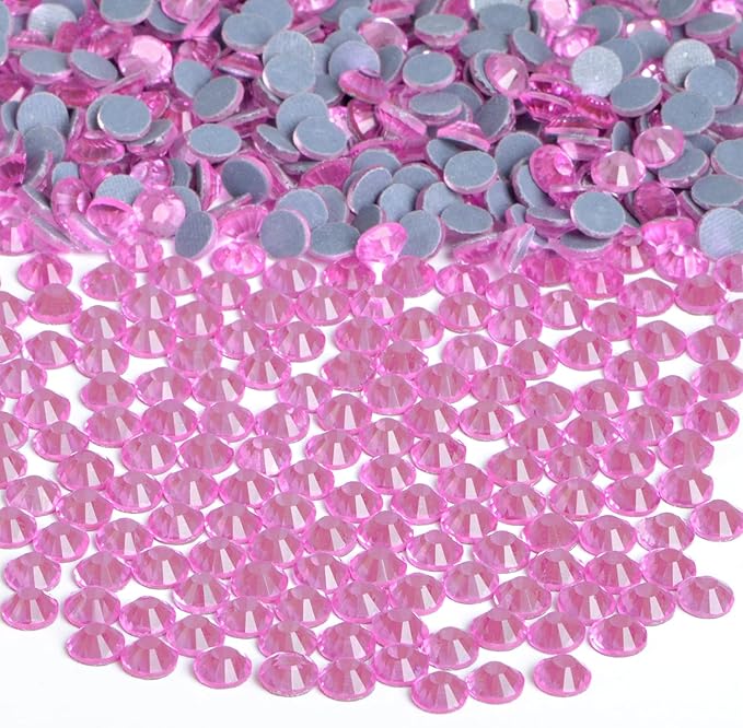 Bymitel Hotfix Crystal Rhinestones Round Gems Iron on DIY Jewelry Making Flat Back for Crafts,Lt. Rose, 3.8mm(SS16/2880pcs)