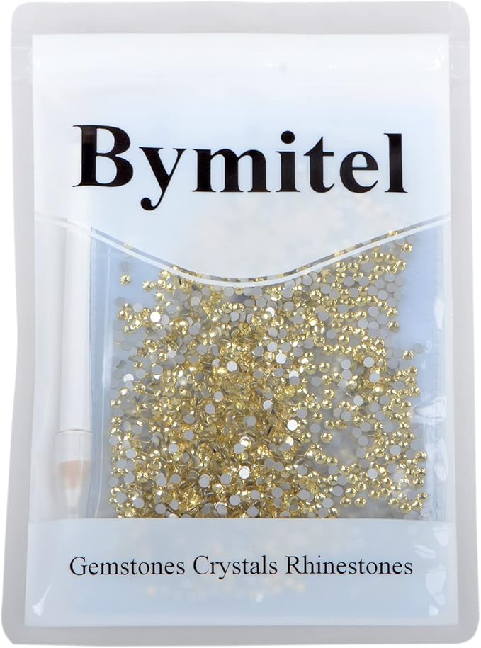 2880PCS Art Nail Rhinestones Non Hotfix Glue Fix Round Crystals Glass Flatback for DIY Jewelry Making with one Picking Pen (ss8 2880pcs, Jonquil)