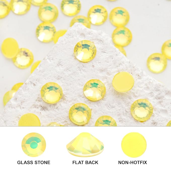 Novani 3000 Pieces Flatback Rhinestones Glass Round Gems F-Lt.Yellow Crystals for Nail Art DIY Crafts Clothes Shoes,SS10,2.7-2.9mm