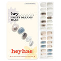 Heyhae Semi Cured Gel Nail Strips | No LED Lamp Needed | Ombre, Blue, White | Easy Apply & Remove, Salon Quality | Includes 28 Strips, 1 Prep Pads, Nail File & Wooden Stick - Hey, Sweet Dreams Babe