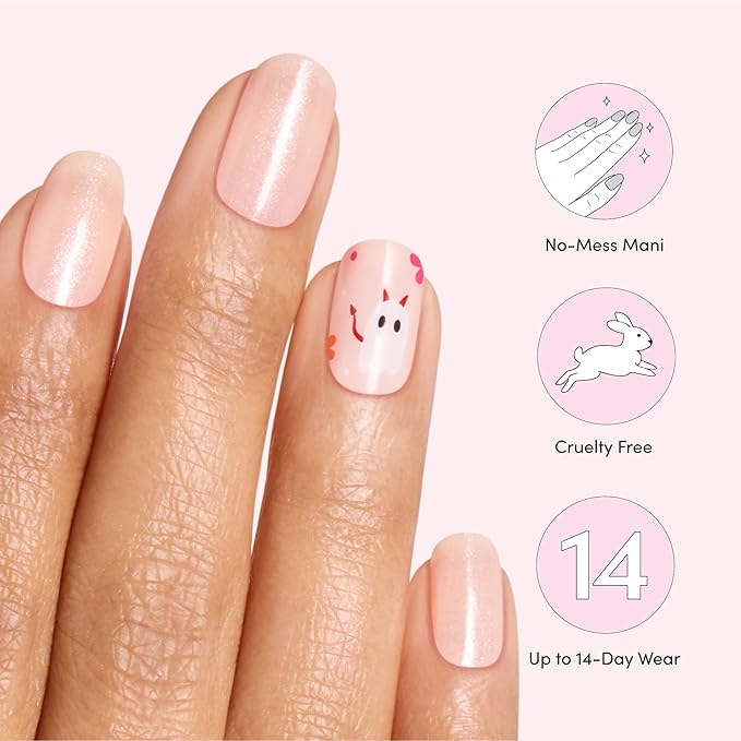 Dashing Diva Gloss Nail Strips - Good Ghoul Gone Bad - UV Free, Chip Resistant, Long Lasting Gel Nail Stickers - 3-Piece Manicure Set - Contains 32 Wraps, 1 Prep Pad, 1 File
