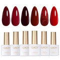 GAOY Burgundy Red Gel Nail Polish Set 6 Colors Including Dark Cherry Wine Red Gel Polish Kit U V LED Soak Off Home DIY Manicure Nail Salon Varnish