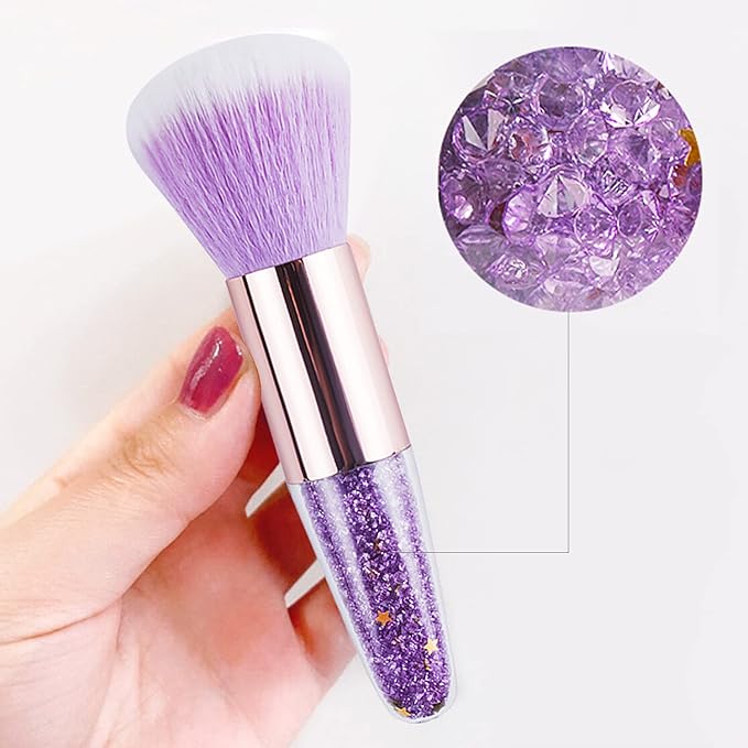JERCLITY 3 Pieces Soft Nail Brushes Remove Dust Powder for Acrylic Nails Makeup Brushes for Loose Powder Nail Art Brush Nail Clean Up Tools for Women Girls（Purple White/White Pink/Pink Purple)