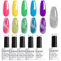 RARJSM Neon Gel Nail Polish Set Cat Eye Gel Nail Polish Set Silver Glitter GelPolish Irridescent Colors Neon Green Yellow Hot Pink Purple Blue 6 Piece Set 7.5ML Curing Required