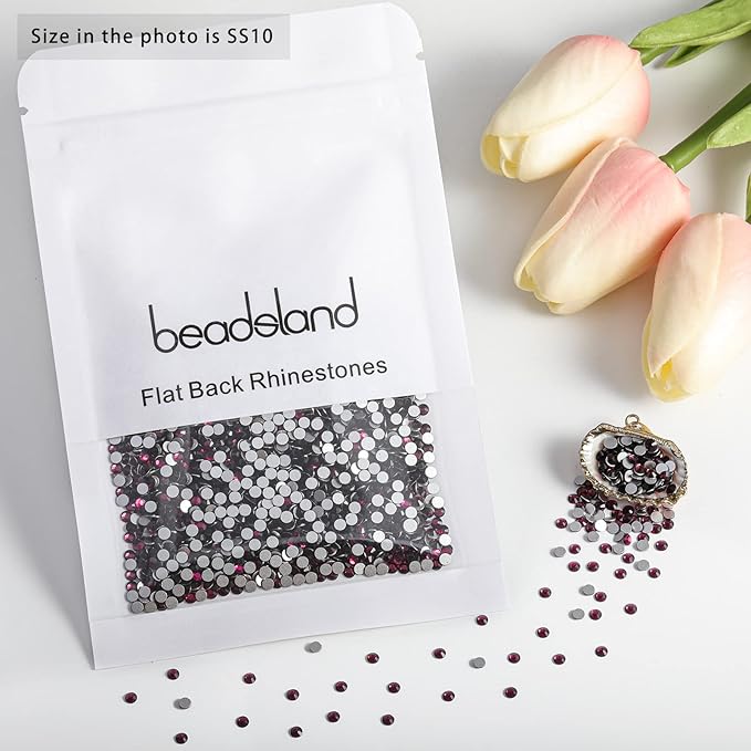 beadsland Flat Back Crystal Rhinestones Round Gems, Amethyst(2.7-2.8mm) SS10/1440pcs