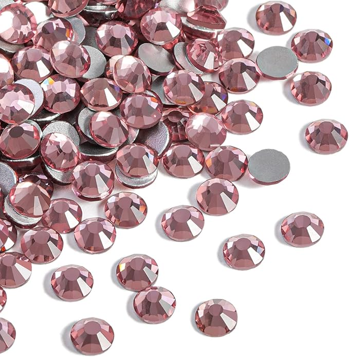 Beadsland 2880pcs Flat Back Crystal Rhinestones Round Gems for Nail Art and Craft Glue Fix,Light Purple,SS3,1.2-1.4mm