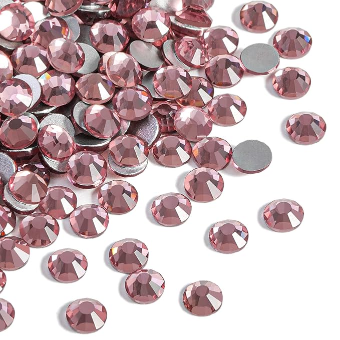Beadsland Flat Back Crystal Rhinestones Round Gems for Nail Art and Craft Glue Fix, Light Purple, 1.2-1.4mm, SS3/1440pcs