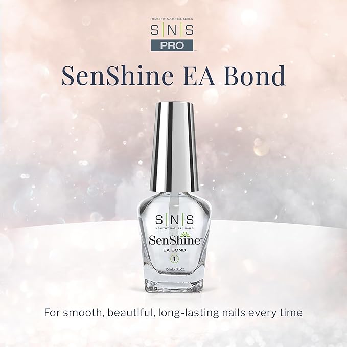 SNS Base Coat Nail Polish for Nail Dip Powder, SenShine EA Bond - Improves Adhesion of Dip Powder Manicure for Oilier Nails - Gel Nail Polish That Supports Nail Health - No UV Lamp Required - 0.5 OZ