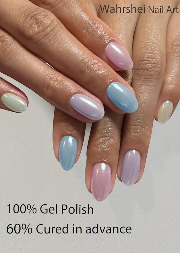 Semi Cured Gel Nail Strips, Glazed Donut Macaron 20pcs Adhesive UV Sticker, Wraps for Home Manicure DIY