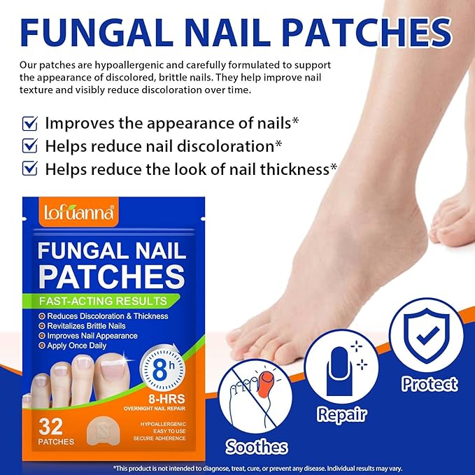 Extra Strength Toenail Treatment - 64 Pcs Nighttime Nail Patches, Overnight Toe Nail Treatments for Damaged Nails Foot Nails Repair and Care, 8-Hour Restores Healthy Appearance
