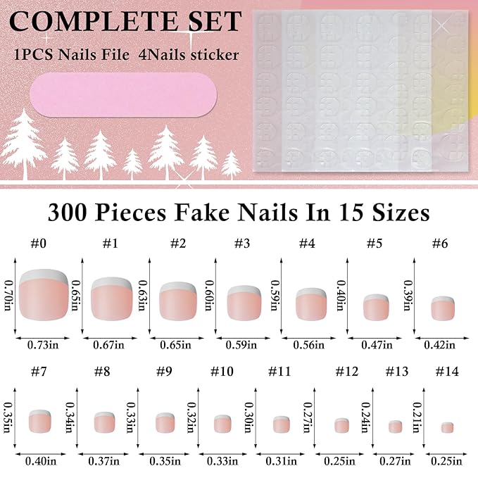 300pc French Tips Press on Toenails Women Fake Toes Nail Tips, Nude Glue on Toe Nails Press ons Fake Toenail Soft Gel False Toe Nail Feet Artificial Toe Fake Nail Tip for Acrylic Toenail Extension