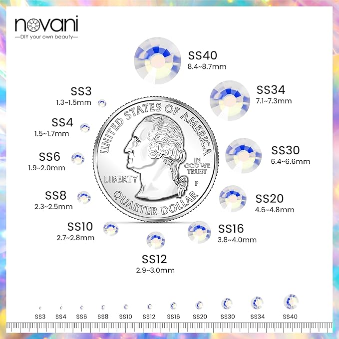 Novani Rhinestones 3000Pcs Flatback Crystal Round Loose Gemstones Glass Rhinestones for Crafts Makeup Nail Art Clothes Shoes DIY Decorations(SS10, 2.7-2.9mm,Moon Night)