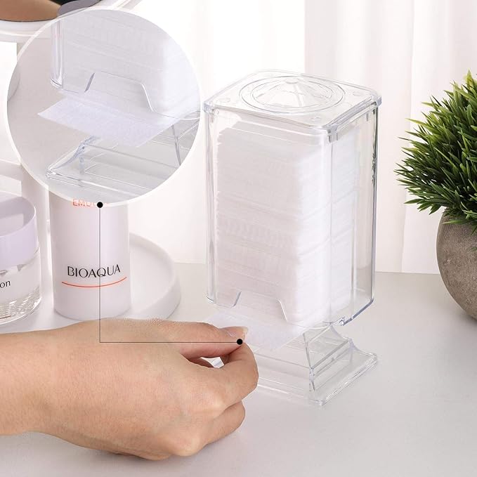 650 Pcs Lint Free Nail Wipes with Clear Acrylic Gel Polish Pad Storage