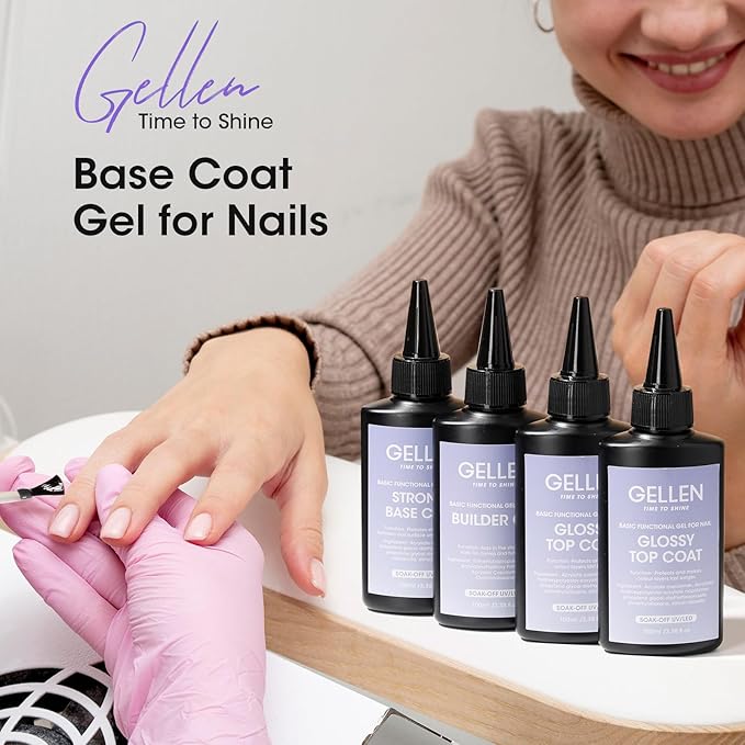 GELLEN 100ml Base Coat Gel Polish Soak Off U V Light Cured High Capacity Base Coat Gel Nail Polish for Salon