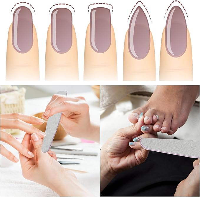 BTYMS 25 Count 100/180 Grit Nail Files - Double Sided Emery Boards, Reusable Nail Buffing & Manicure Files for Natural/Gel/Acrylic Nails