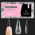 Beetles Gel Nail Tips Etch-X, Stiletto Medium, 576Pcs 12 Sizes, Pre-Etched Half Matte Full Cover Soft Acrylic False Nail Tips Easy DIY Press On Nail Extensions Salon Gift for Women