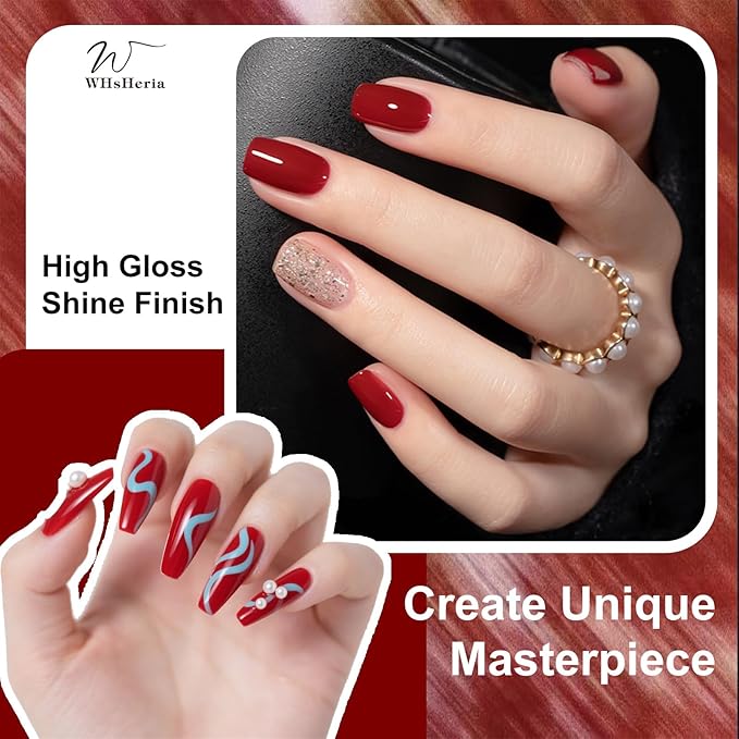 TPO Free Gel Nail Polish Set，6pcs 10ml Red Popular Dark Red Light Red Burgundy Colors Long-lasting Soak off LED/UV Light Suit Give it to Women as a Gift for Daily Life at Home (119-A)