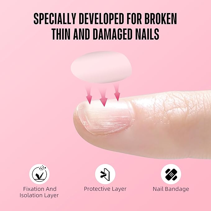 NOVO OVO Pre-cut Nail Shaped Repair Sheets Various Sizes with Slim File, Fixation & isolation layer, Bandage for Broken Nail-Surface, Recovery Protective layer for Acrylic, Easy to use 42 units