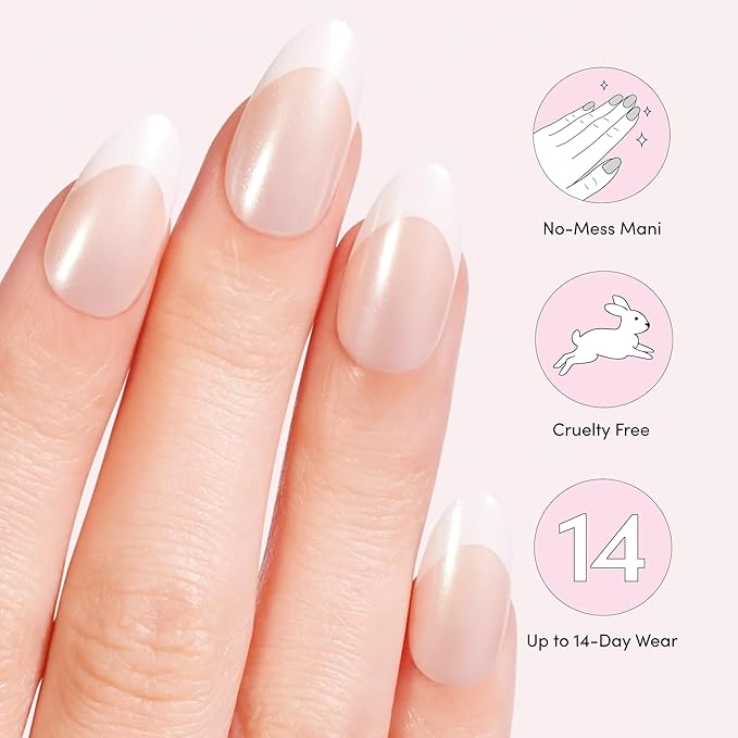 Dashing Diva Nailbliss Glazed Donut Gel Manicure Bundle - Rosewater Glaze & French Glaze - Salon Quality, Easy to Apply and Chip Resistant - Contains 2 Sets of 30 Medium Length, Almond Shaped