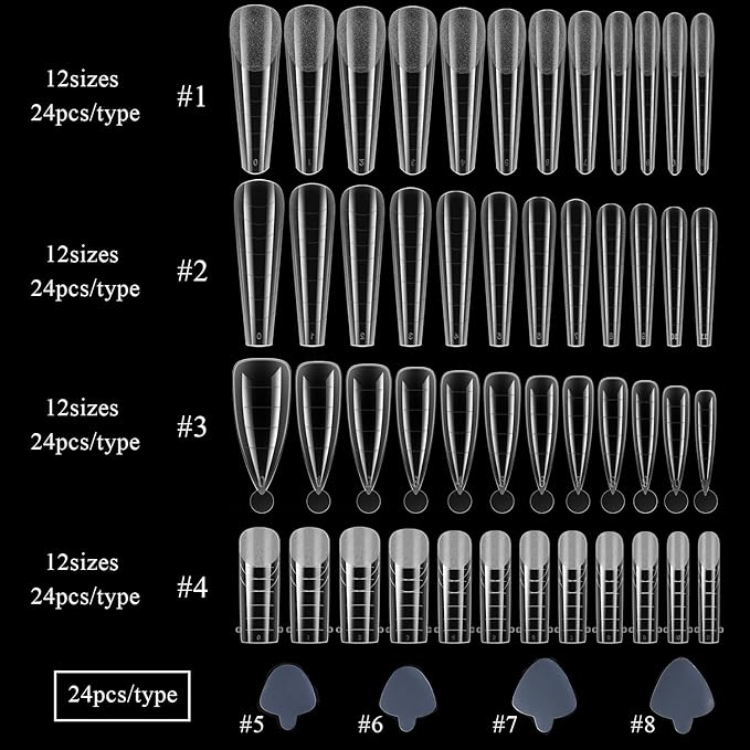 Poly Gel Nail Forms Set 288Pcs Polygel Nail Tips Silicone Sticker Dual Forms for Builder Gel Reusable Stiletto Coffin French Acrylic Nail Extension Molds with Accessories