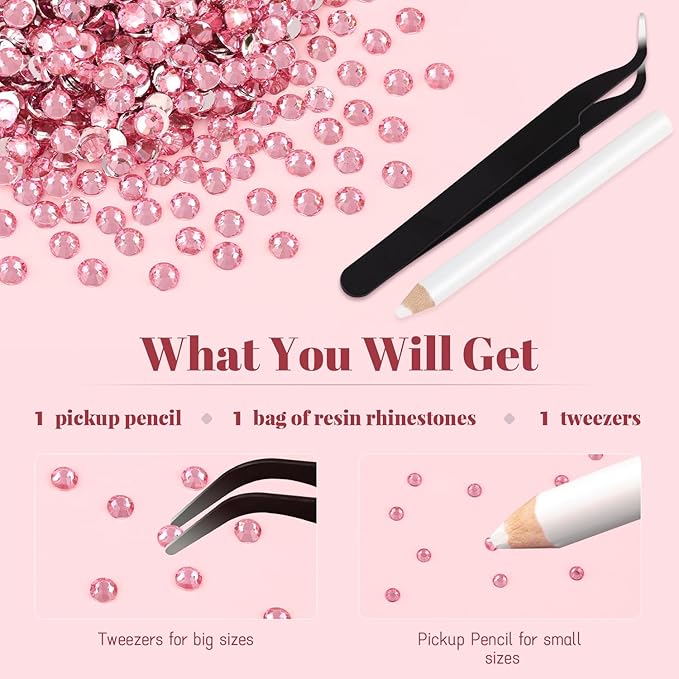 6000PCS 4mm Resin Rhinestones in Bulk (Light Pink), Bedazzling Flatback Crystals Rhinestones for Crafting DIY Nail Decoration, Gems Diomand Charms for Tumbler Shoes Clothing Fabric